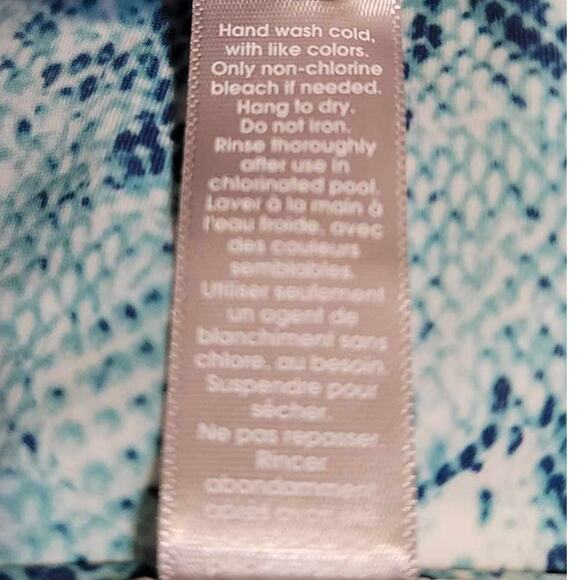 Chelsea28 Easy Retro High Waist Swim Bottoms Blue Merchant Snakeskin Small NEW - Picture 3 of 5